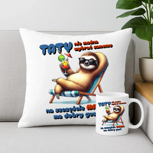 Mama ma dobry gust | Zestaw poduszka i kubek dla taty DT78 - StoryCups.pl