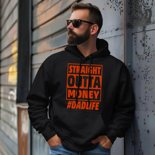 Straight outta money #dadlife | Bluza męska z kapturem dla taty DT79 - StoryCups.pl