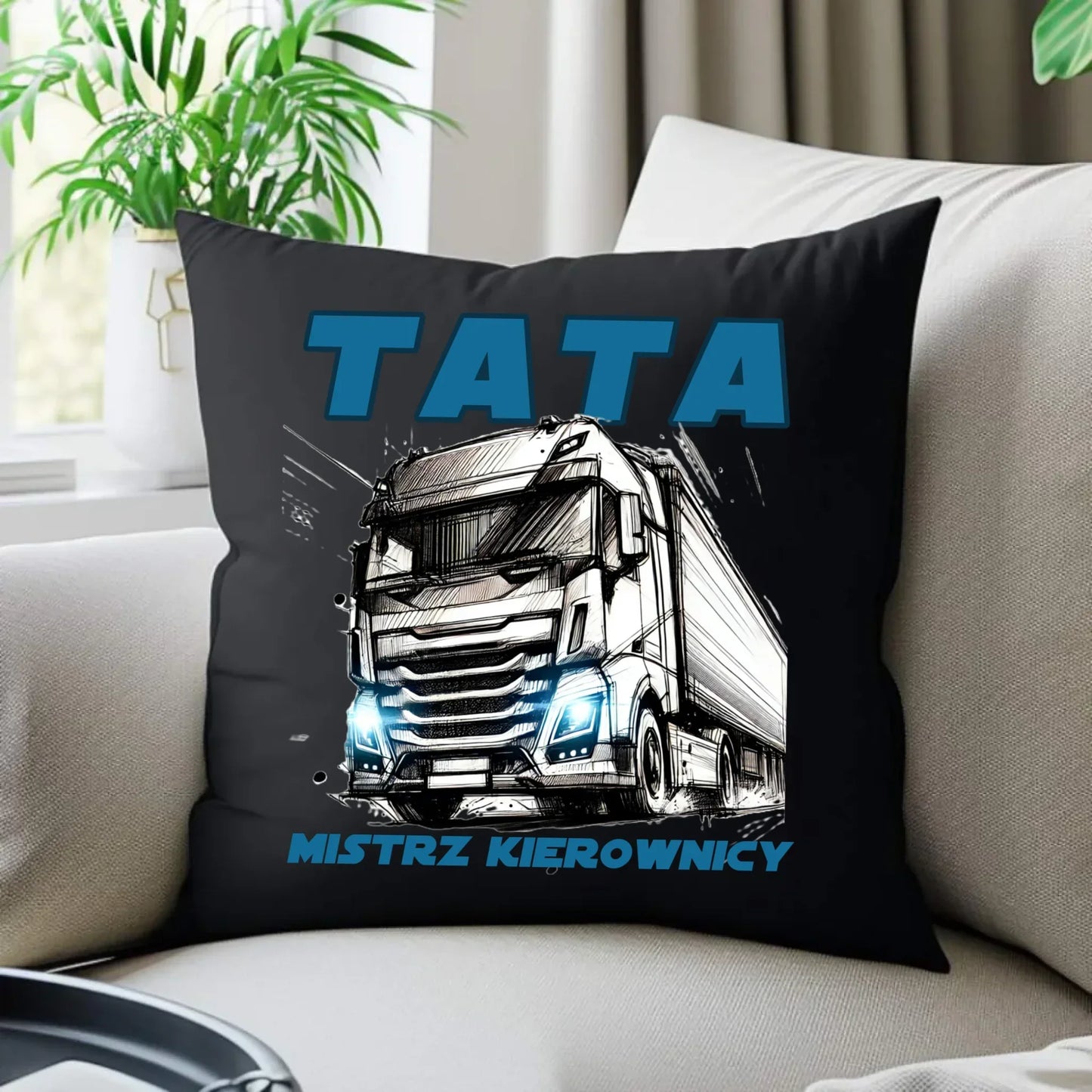 Mistrz kierownicy | Poduszka dekoracyjna dla taty kierowca ciężarówki DT80 - StoryCups.pl