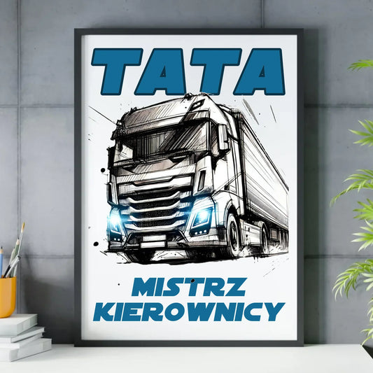 Mistrz kierownicy | Plakat w ramie dla taty DT80 - StoryCups.pl