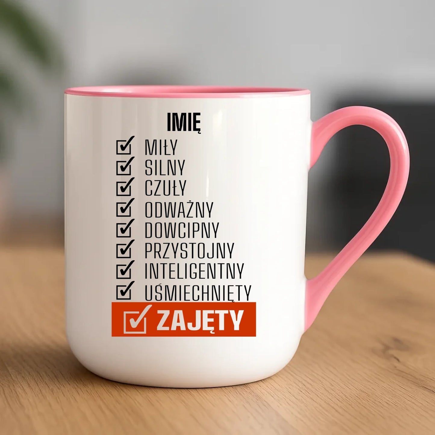 Śmieszny różowy kubek dla chłopaka - prezent na Dzień Chłopaka