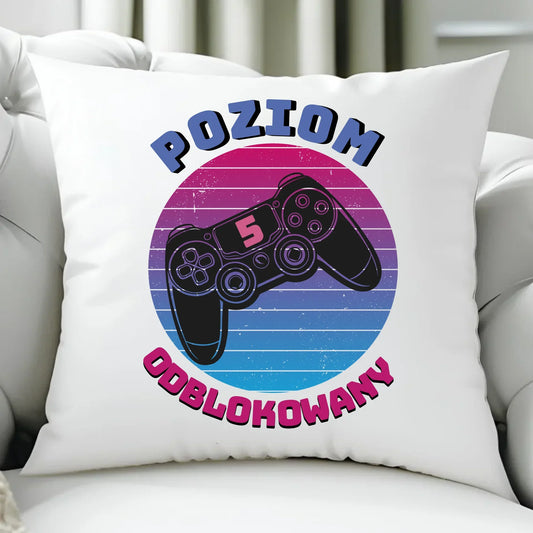 Poduszka dla dziewczynki powrót do szkoły Poziom odblokowany SZ02 - StoryCups.pl