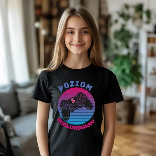 Koszulka dla dziecka powrót do szkoły Poziom odblokowany SZ02 - StoryCups.pl