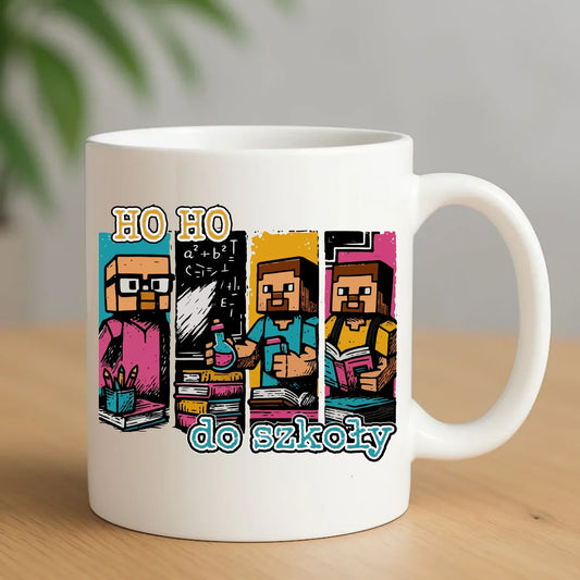 Kubek w stylu Minecraft Ho ho do szkoły SZ03 - StoryCups.pl