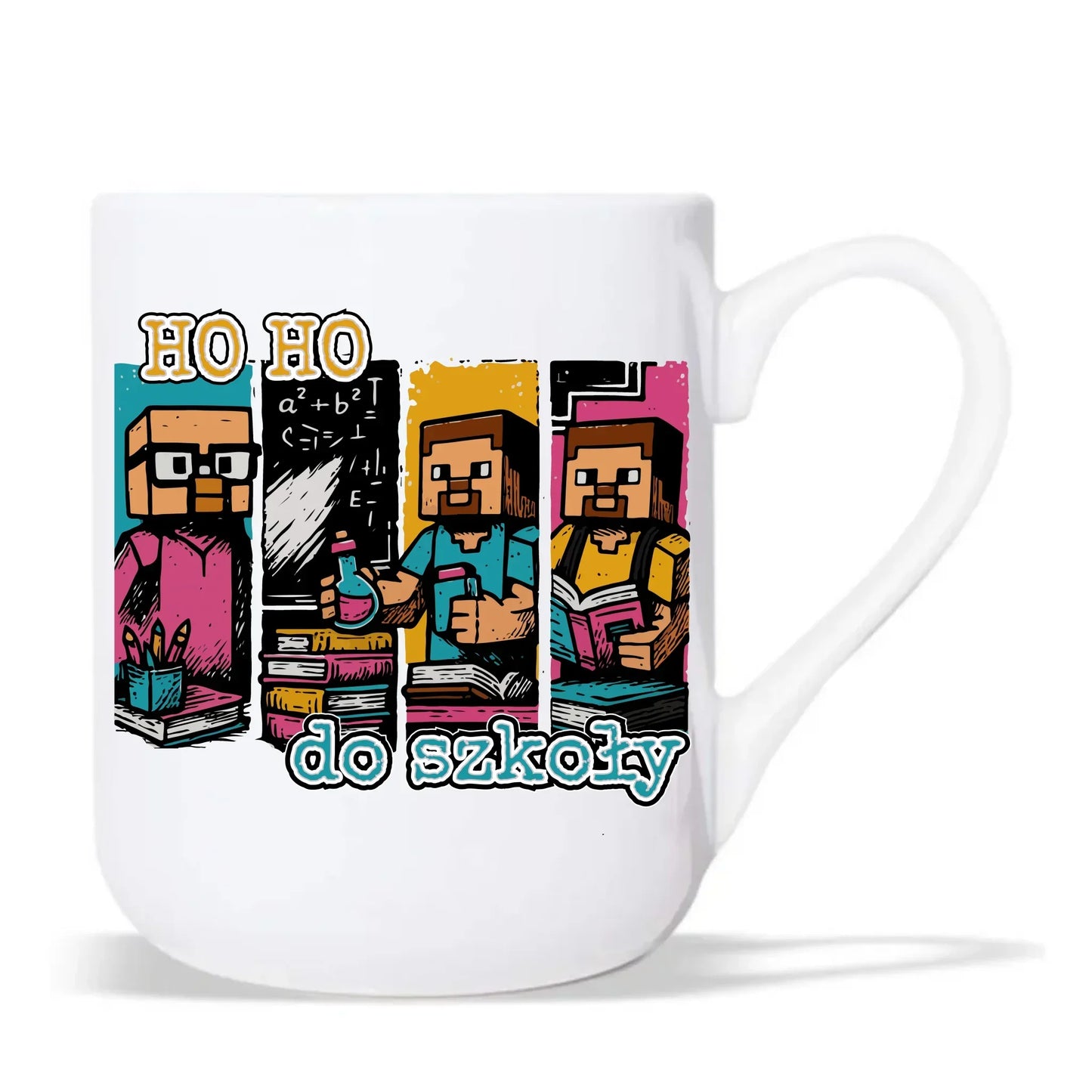 Kubek elegant w stylu Minecraft Ho ho do szkoły SZ03 - StoryCups.pl