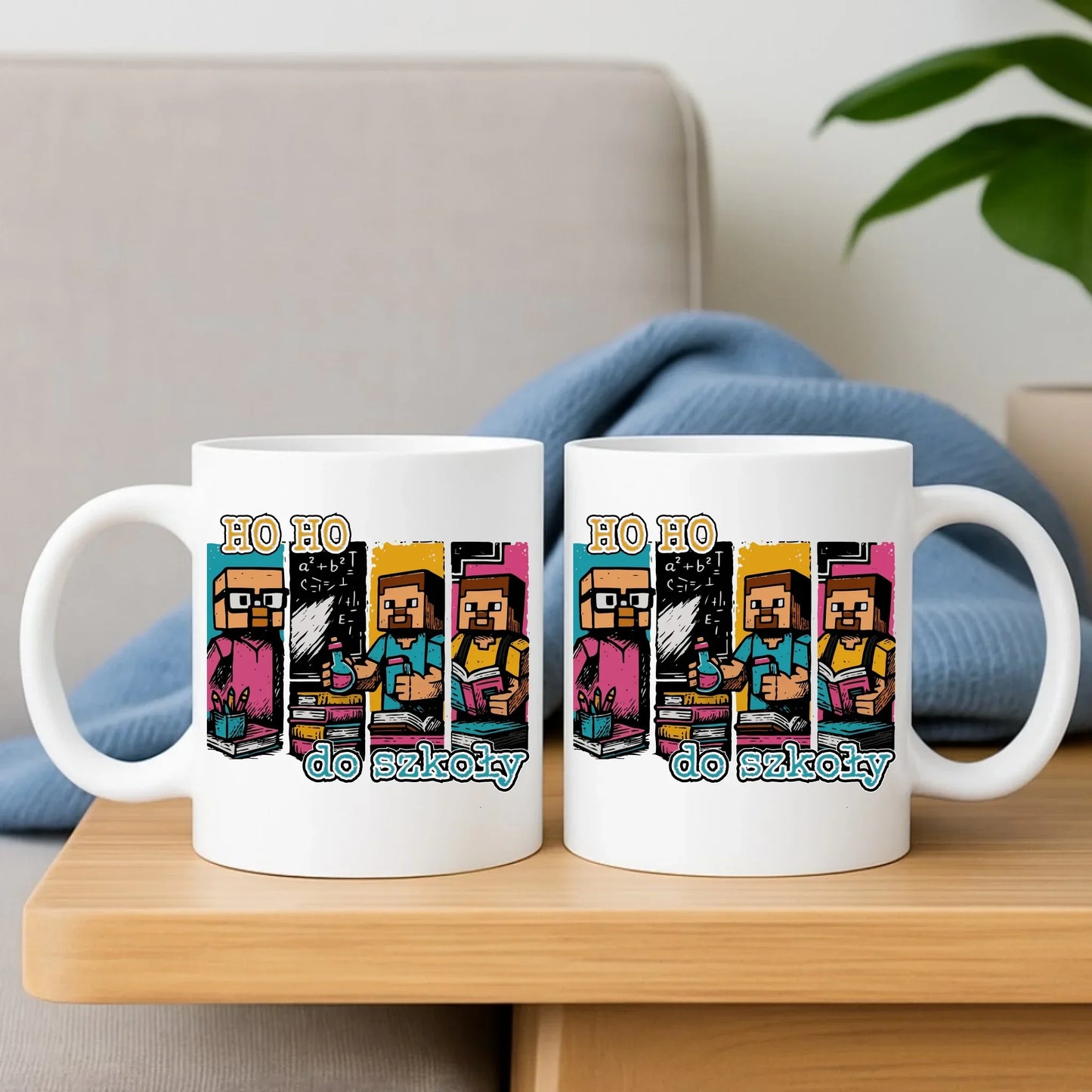 Zestaw poduszka i kubek w stylu Minecraft Ho ho do szkoły SZ03 - StoryCups.pl