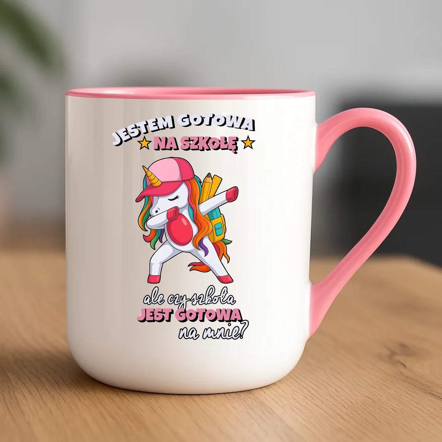 Różowy kubek elegant dla dziecka na powrót do szkoły przedszkola