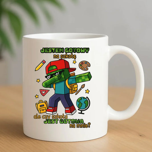 Kubek inspirowany Minecraft'em Jestem gotowy na szkołę SZ05 - StoryCups.pl