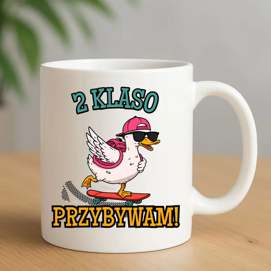 Kubek na powrót do szkoły Przybywam personalizuj klasę SZ08 - StoryCups.pl