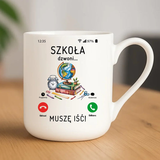 Kubek elegant Szkoła dzwoni muszę iść SZ09 - StoryCups.pl