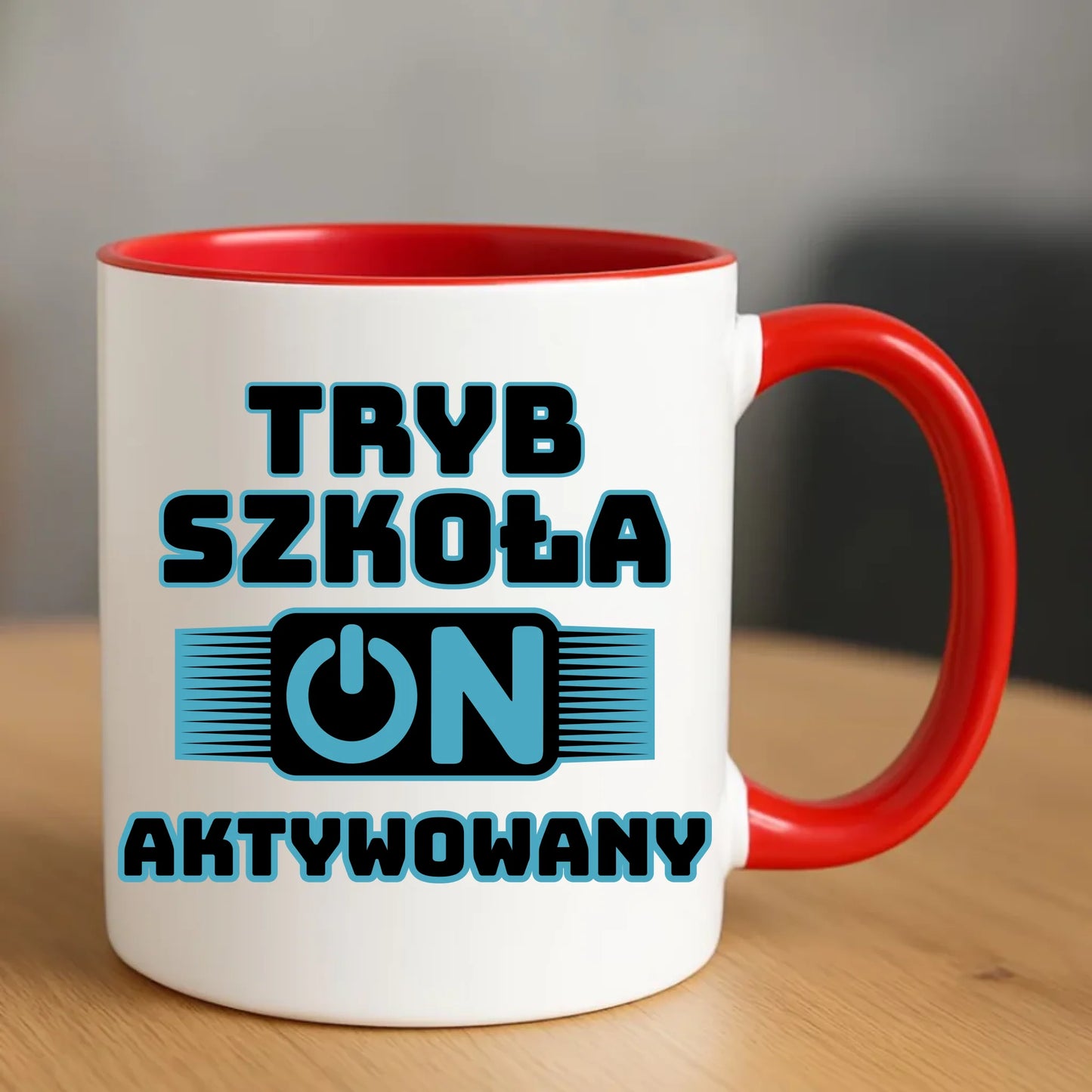 Czerwony kubek dla dziecka na rozpoczęcie roku szkolnego POWRÓT DO SZKOŁY PRZEDSZKOLA