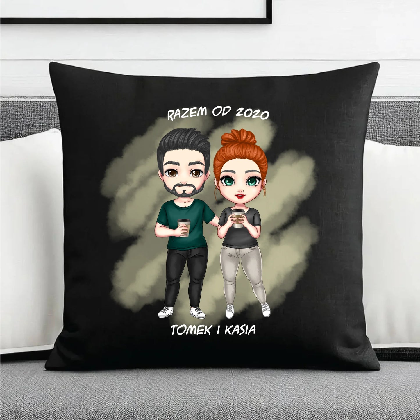 Personalizowana para | Poduszka dekoracyjna dla par na prezent W01 - StoryCups.pl