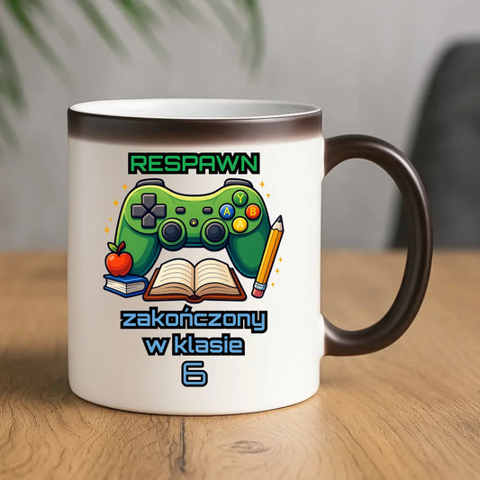 Kubek magiczny szkolny - Respawn - gamer do szkoły - personalizowany SZ18 - StoryCups.pl