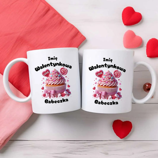 Walentynkowa babeczka imię | Kubek na Walentynki W21 - StoryCups.pl