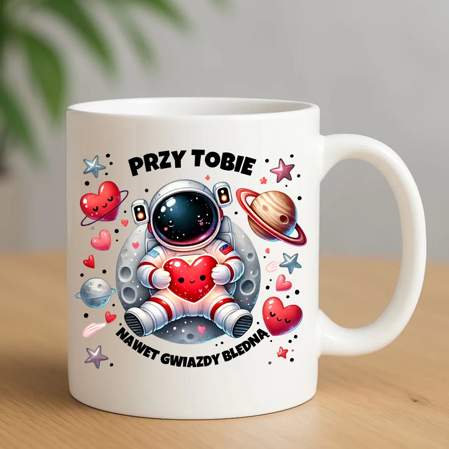 Kubek dla par z personalizacją biały 330ml – romantyczny prezent na Walentynki