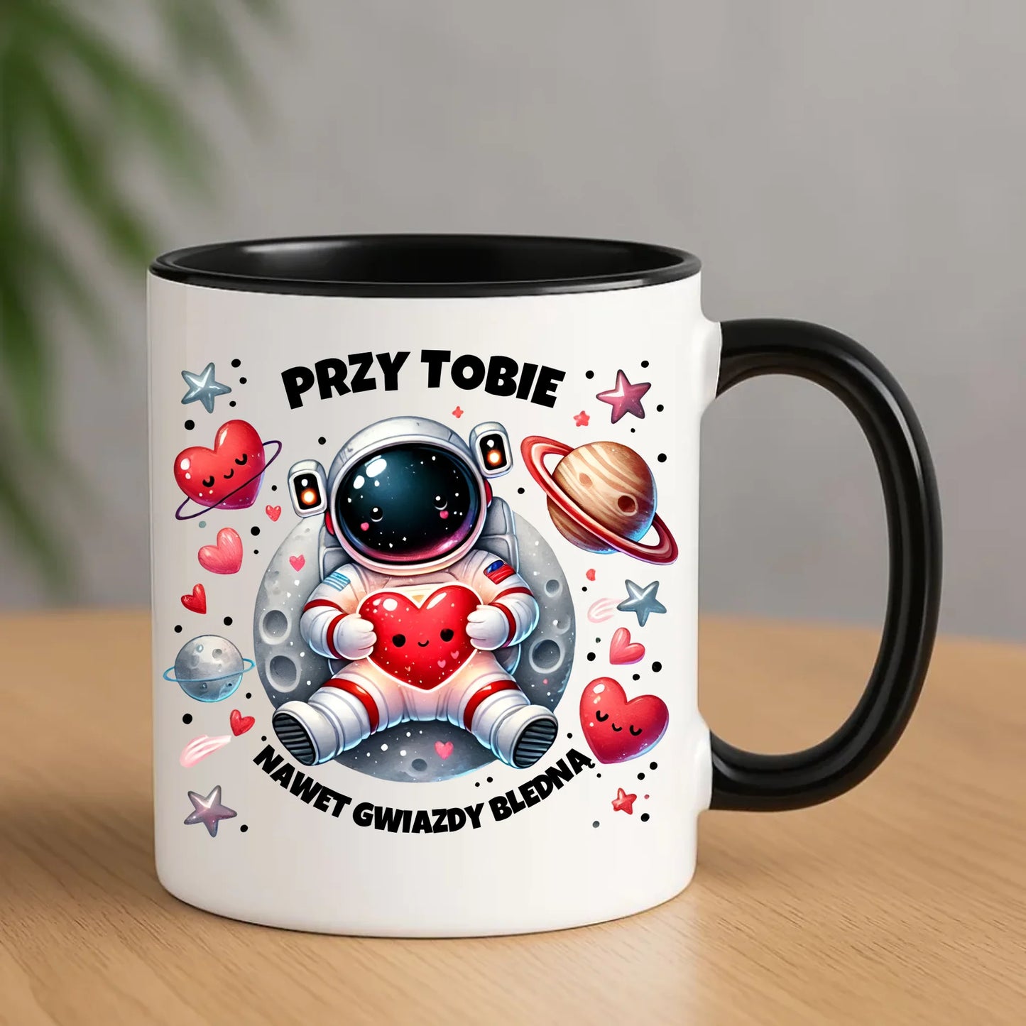 Kubek dla par z personalizacją czarny 330ml – romantyczny prezent na Walentynki