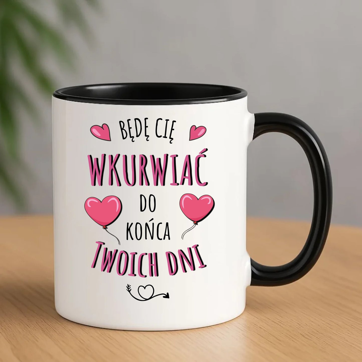 Kubek dla par z personalizacją czarny 330ml – romantyczny prezent na Walentynki