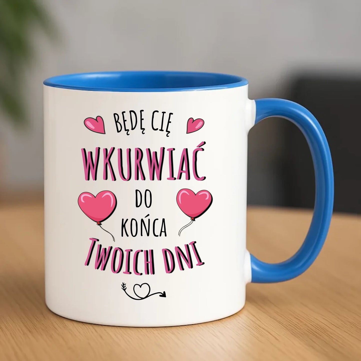 Kubek dla par z personalizacją niebieski 330ml – romantyczny prezent na Walentynki