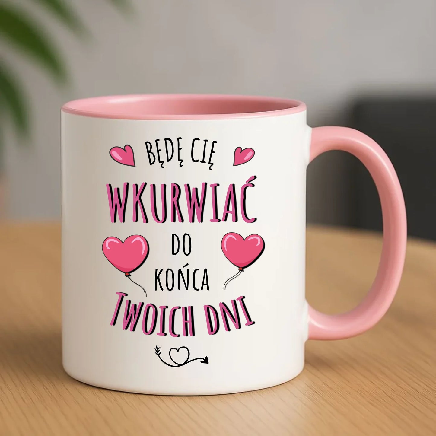Kubek dla par z personalizacją różowy 330ml – romantyczny prezent na Walentynki