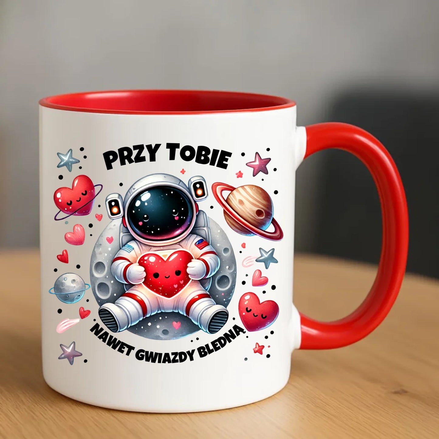 Kubek dla par z personalizacją czerwony 330ml – romantyczny prezent na Walentynki