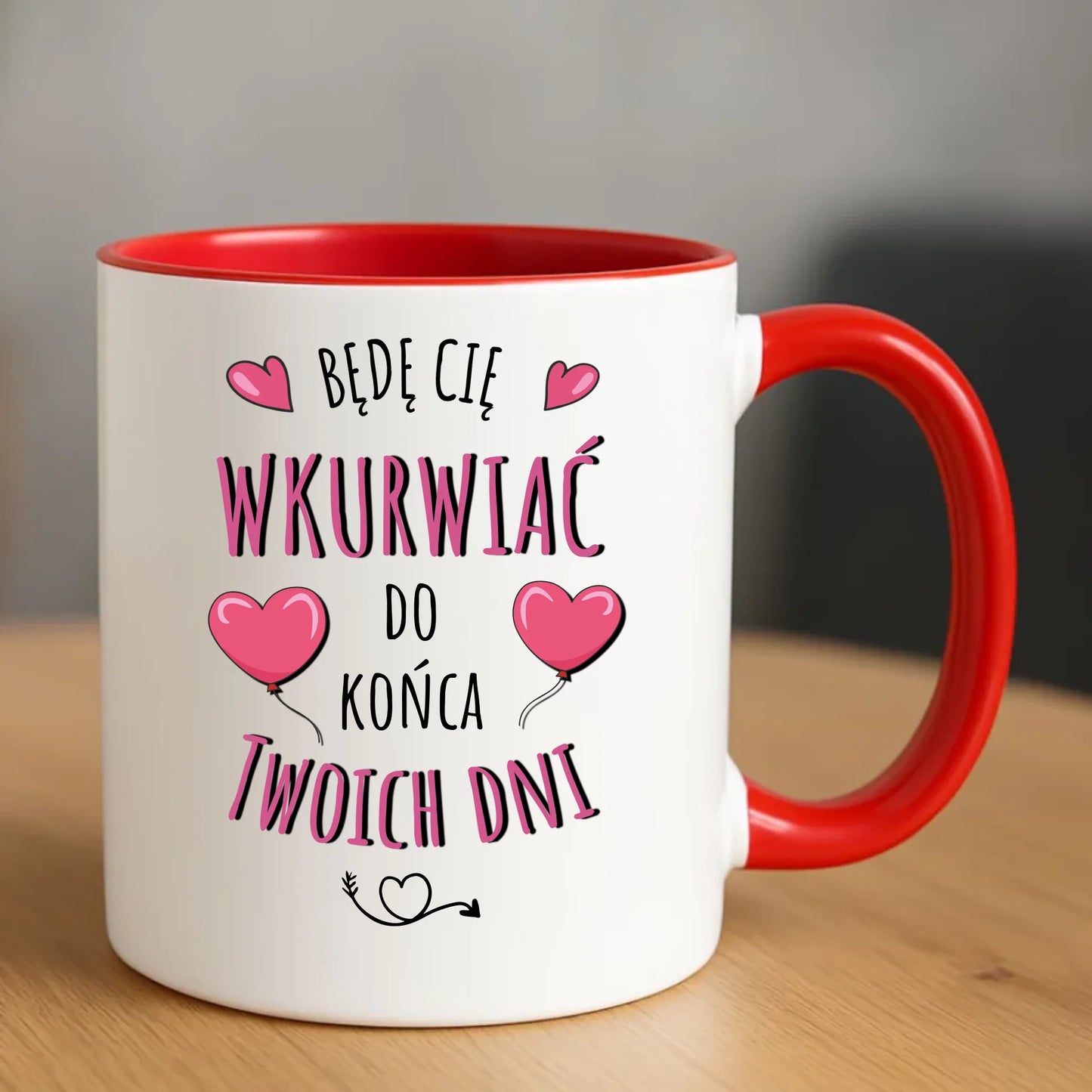 Kubek dla par z personalizacją czerwony 330ml – romantyczny prezent na Walentynki
