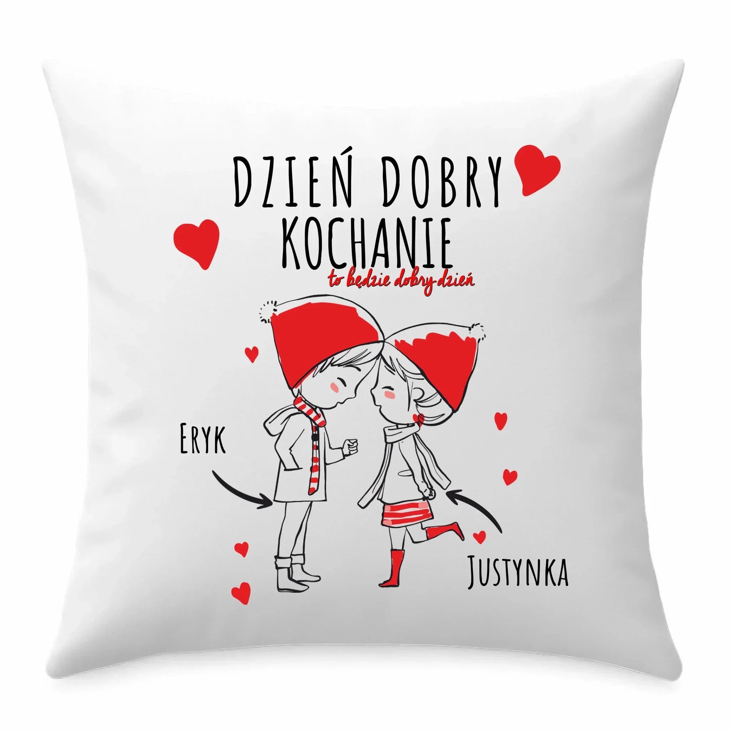 Dzień dobry Kochanie | Personalizowana poduszka dla par W10 - StoryCups.pl