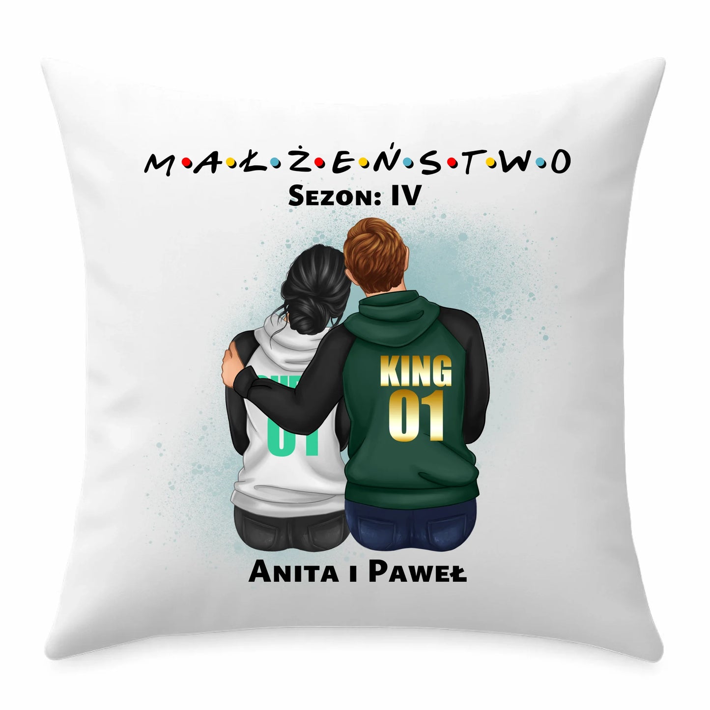 Poduszka dla par - personalizowany prezent dla żony i męża na rocznicę ślubu – Małżeństwo W05 - StoryCups.pl