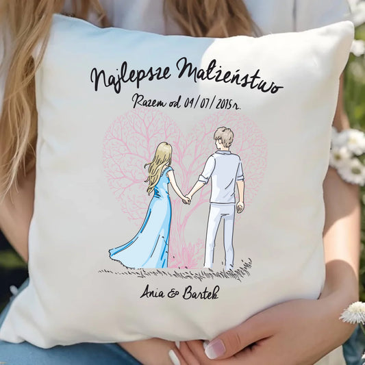 Poduszka - prezent dla żony i męża Rocznica Ślubu - Najlepsze małżeństwo - personalizowana W03 - StoryCups.pl