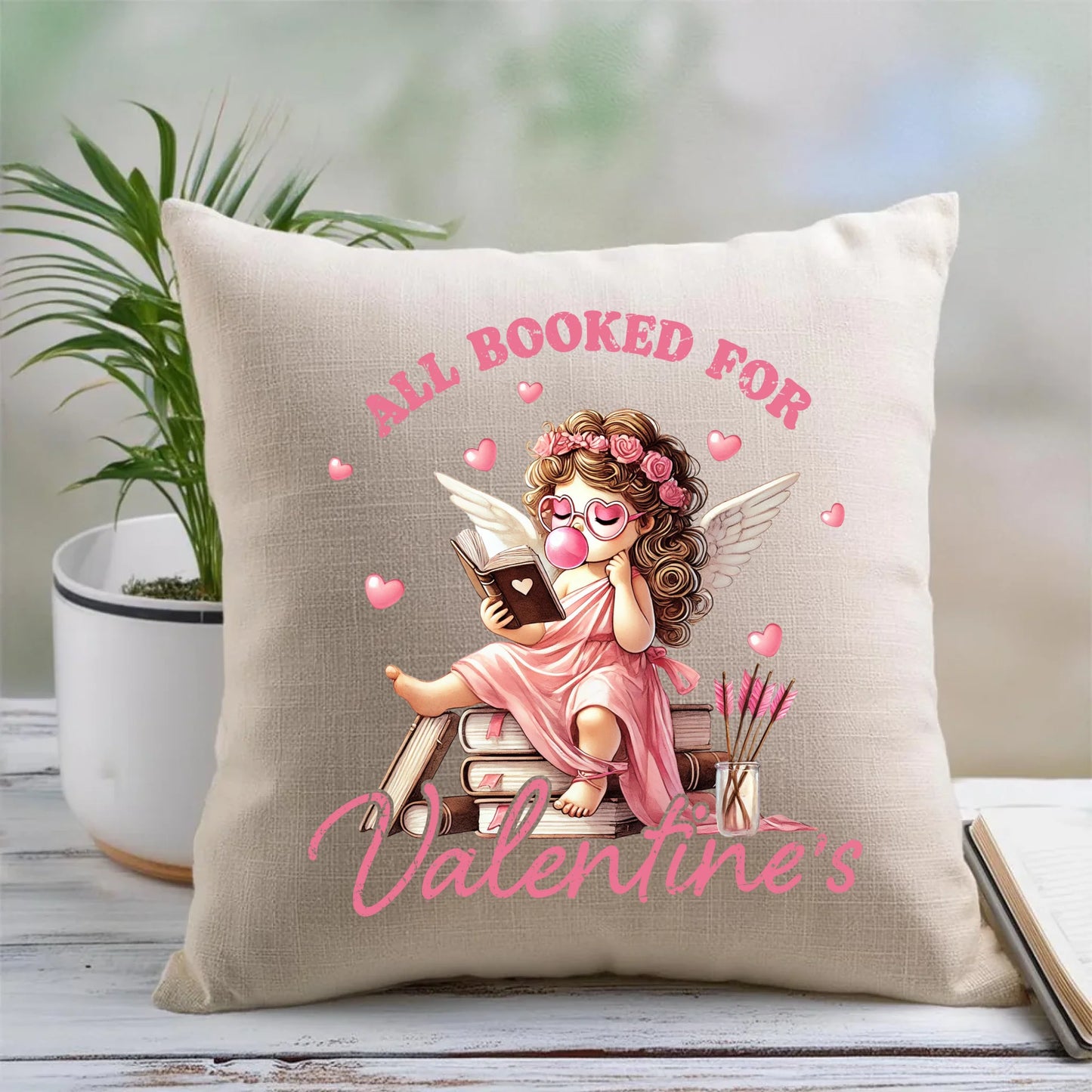 Poduszka lniana 45x45 cm w stylu boho dla par – na Walentynki dla niej i dla niego