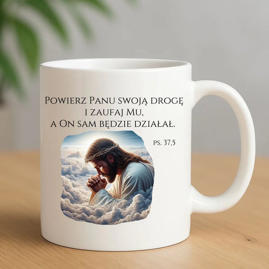 Kubek chrześcijański z Jezusem - Powierz Panu swoją drogę DU06 - StoryCups.pl
