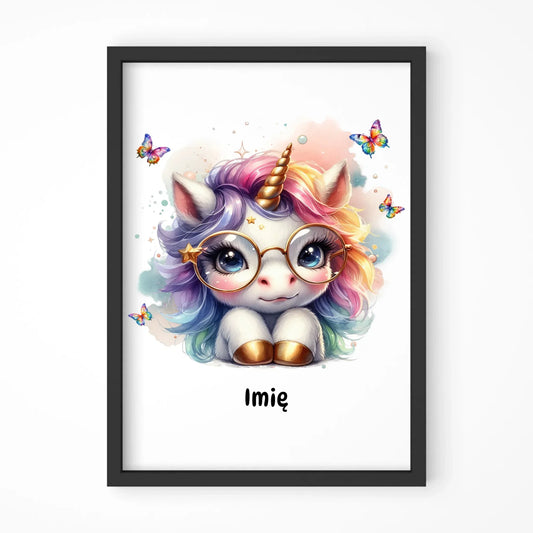 Jednorożec ze złotym rogiem | Obraz w ramie dla dziecka DD13 - StoryCups.pl