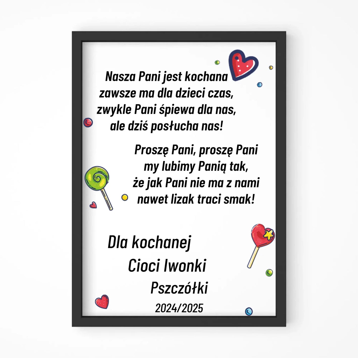 Plakat w ramie z wierszykiem dla przedszkolanki na prezent Zakończenie Przedszkola N16 - StoryCups.pl