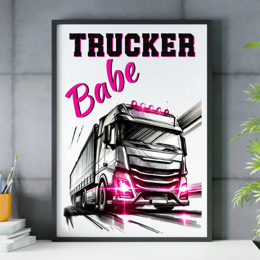 Trucker Babe | Obraz w ramie dla truckerki ZKT13 - StoryCups.pl