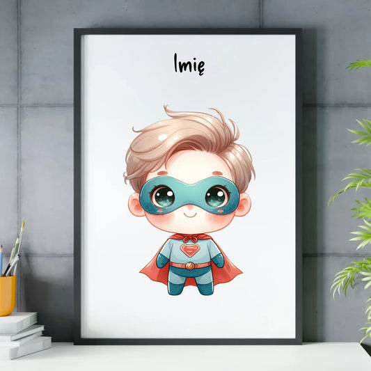 Superbohater | Obraz w ramie z imieniem dla chłopca DD05 - StoryCups.pl