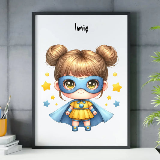 Superbohaterka | Obraz z imieniem dla dziewczynki DD04 - StoryCups.pl