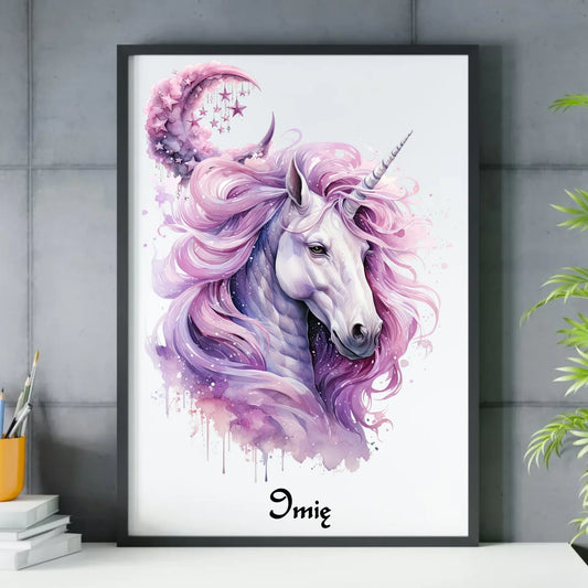 Różowy jednorożec | Obraz w ramie DD15 - StoryCups.pl