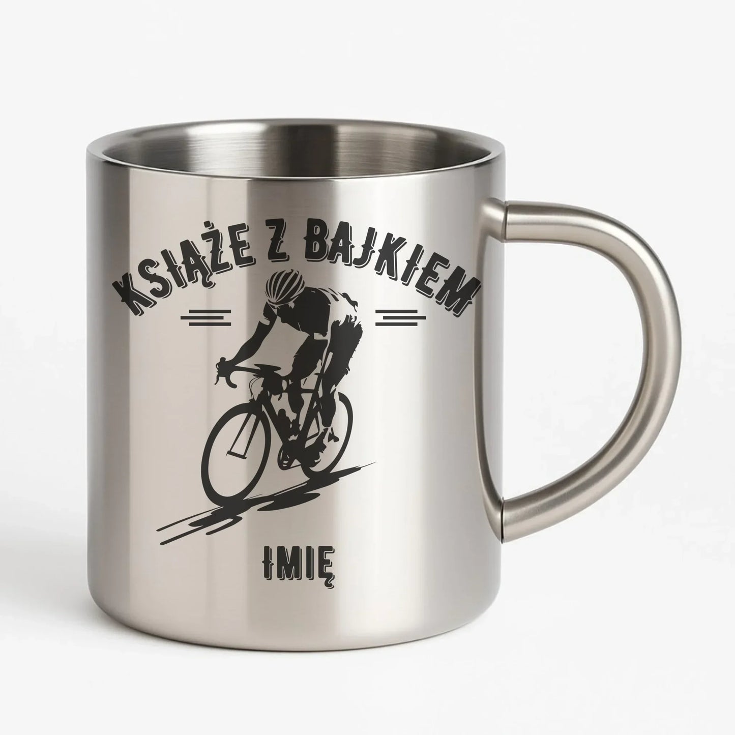 Książe z bajkiem | Kubek metalowy dla rowerzysty HR01 - StoryCups.pl