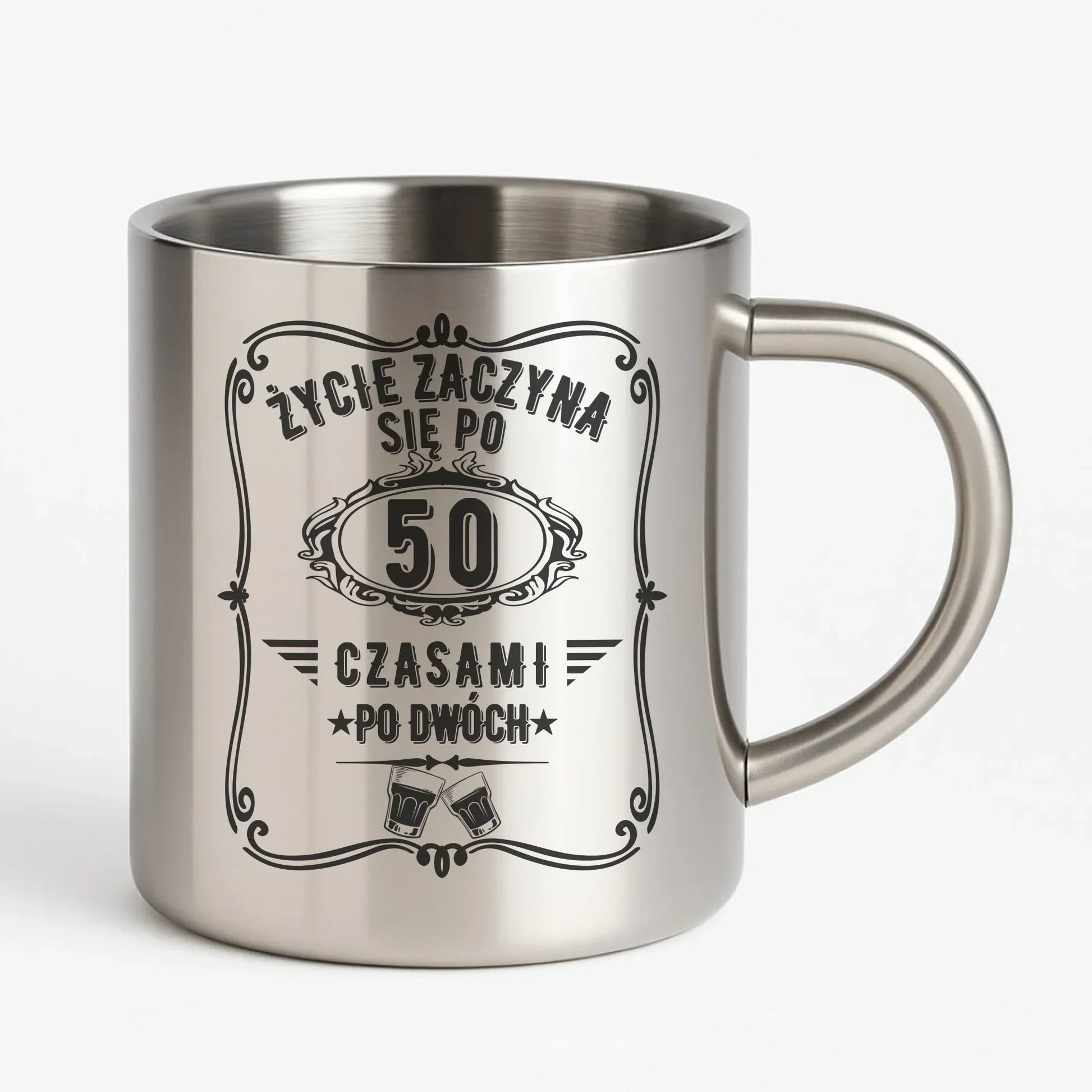 Życie zaczyna się po 50 | Kubek metalowy prezent na 50 urodziny U12 - StoryCups.pl