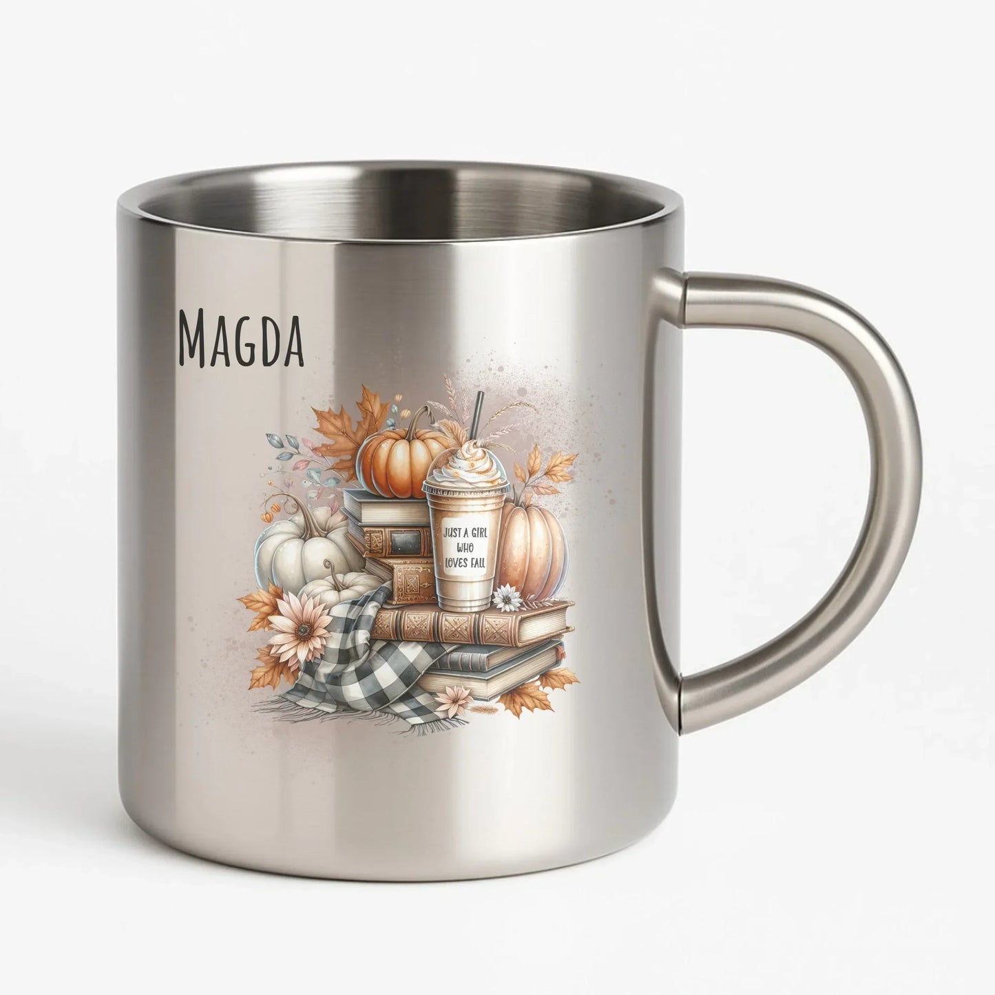Just a girl who loves fall | Personalizowany kubek metalowy dla jesieniary JS14 - StoryCups.pl