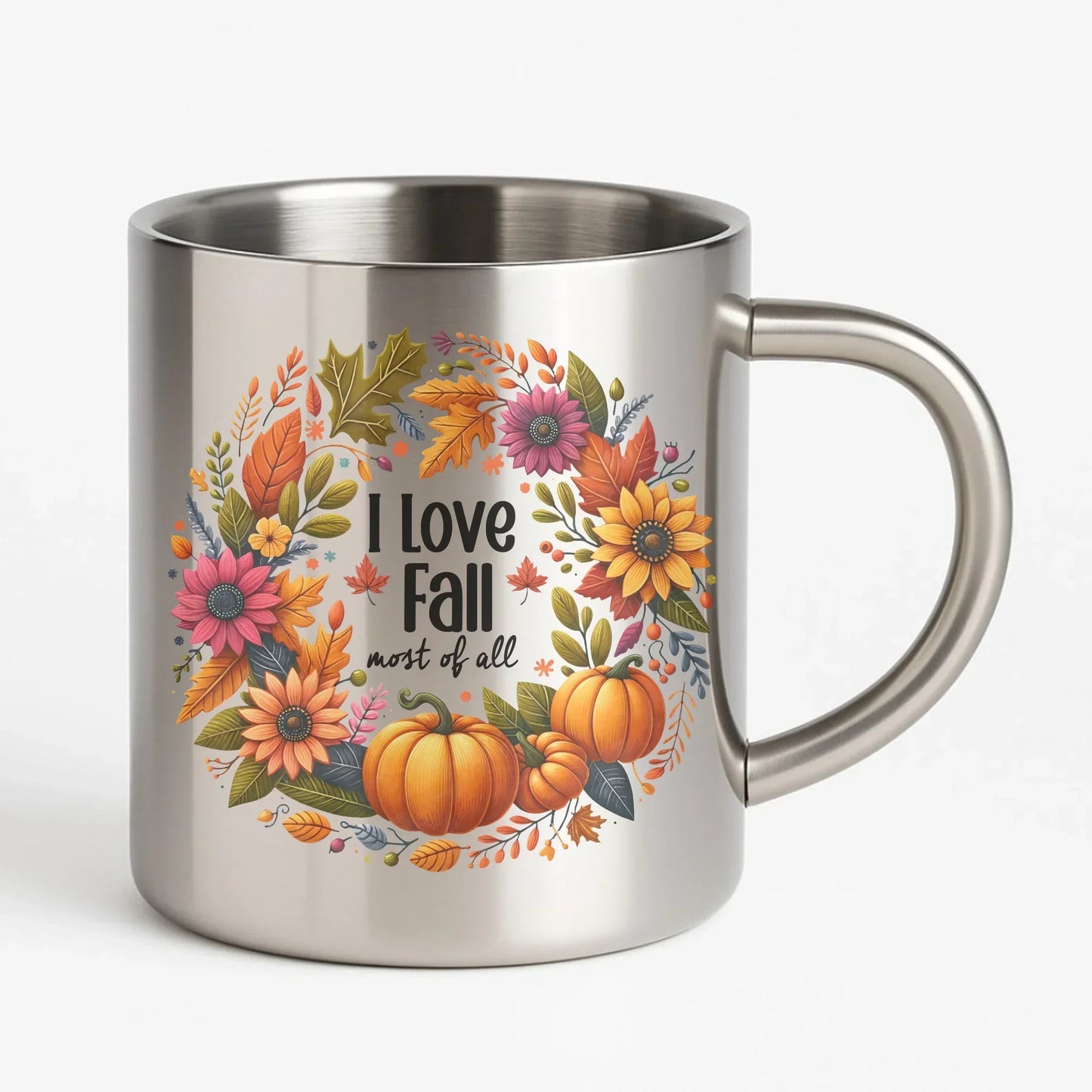 I Love Fall most of all jesieniara | Kubek metalowy jesienny JS03 - StoryCups.pl