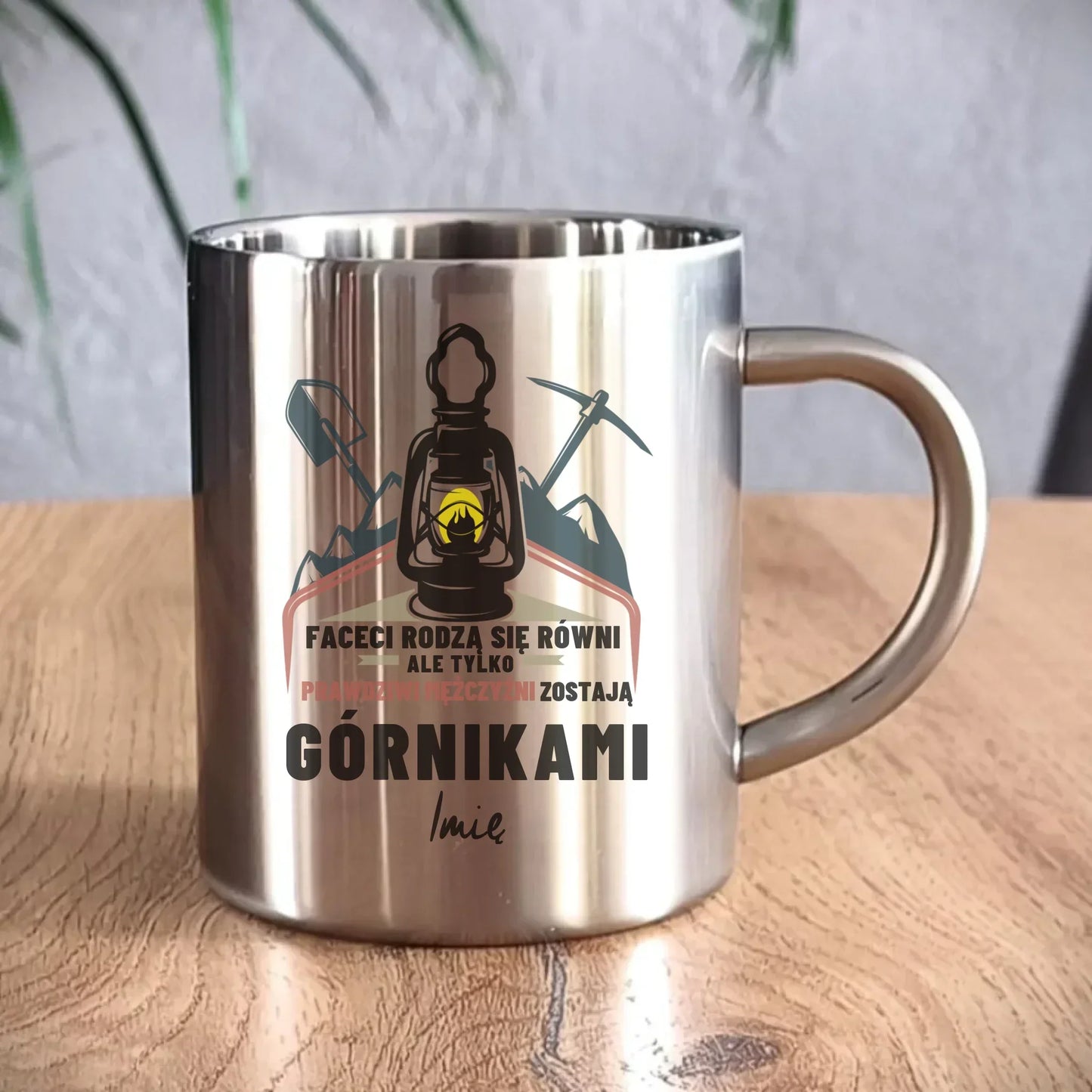 Prawdziwi mężczyźni zostają górnikami imię | Personalizowany kubek metalowy dla górnika G08 - StoryCups.pl