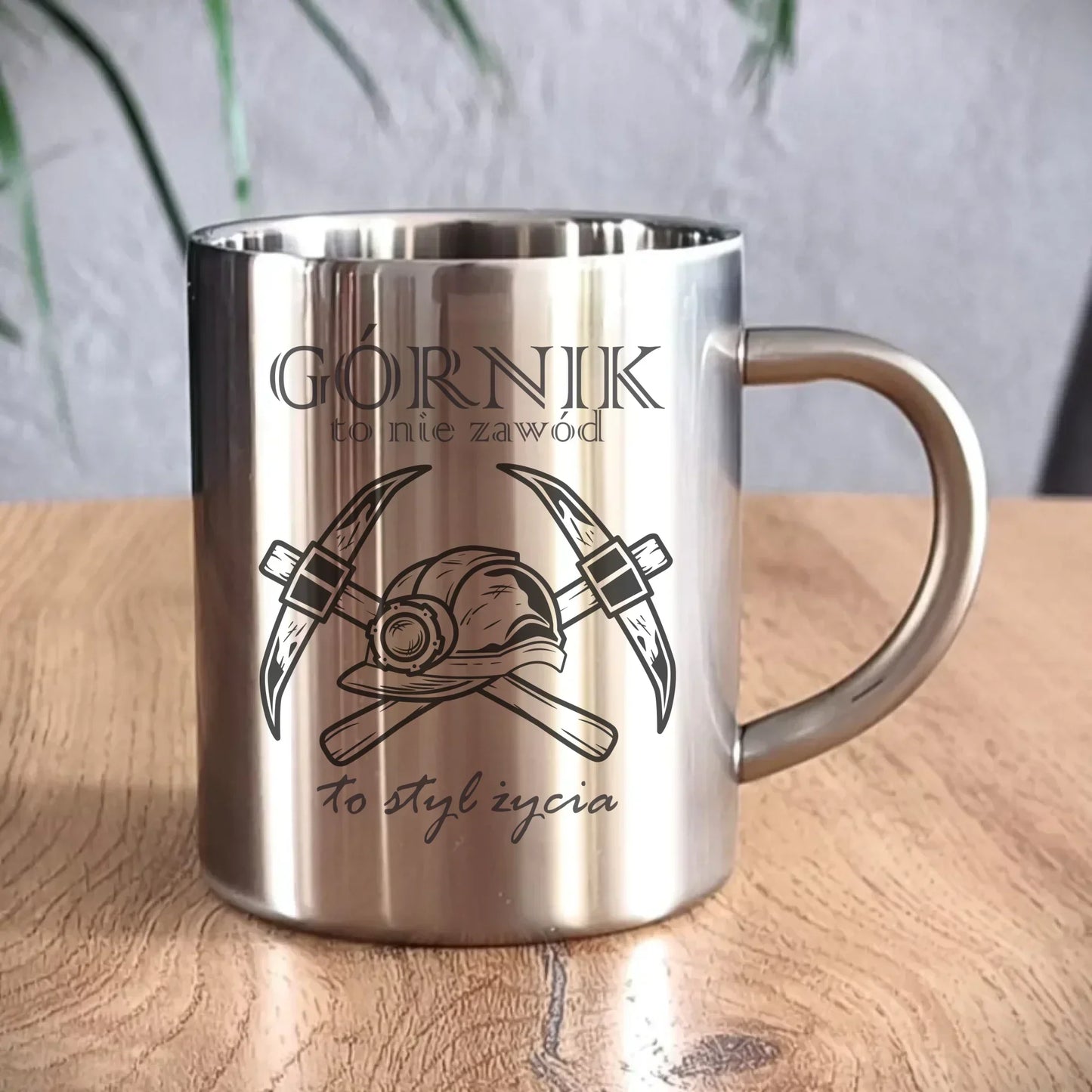 Górnik to nie zawód to styl życia | Kubek metalowy dla górnika na prezent G05 - StoryCups.pl