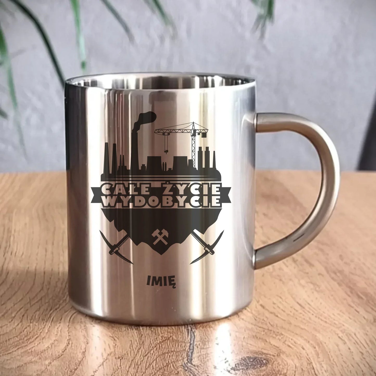 Całe życie wydobycie imię | Personalizowany kubek metalowy dla górnika G09 - StoryCups.pl