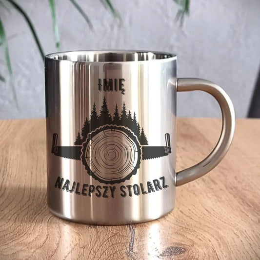 Najlepszy stolarz | Personalizowany metalowy kubek dla stolarza ZS01 - StoryCups.pl