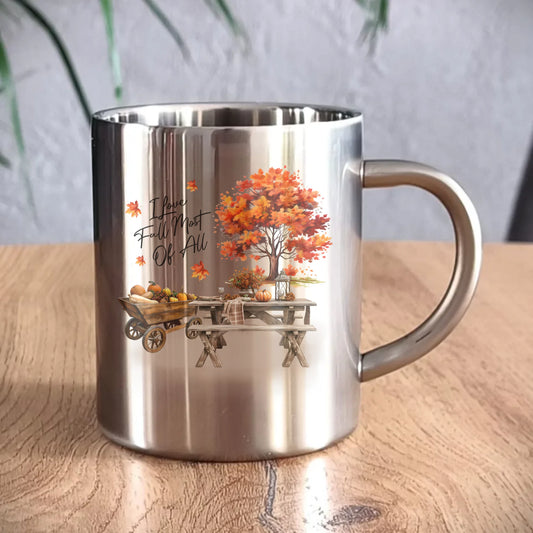 Kubek metalowy na jesień - Jesienny piknik z dyniami JS04 - StoryCups.pl