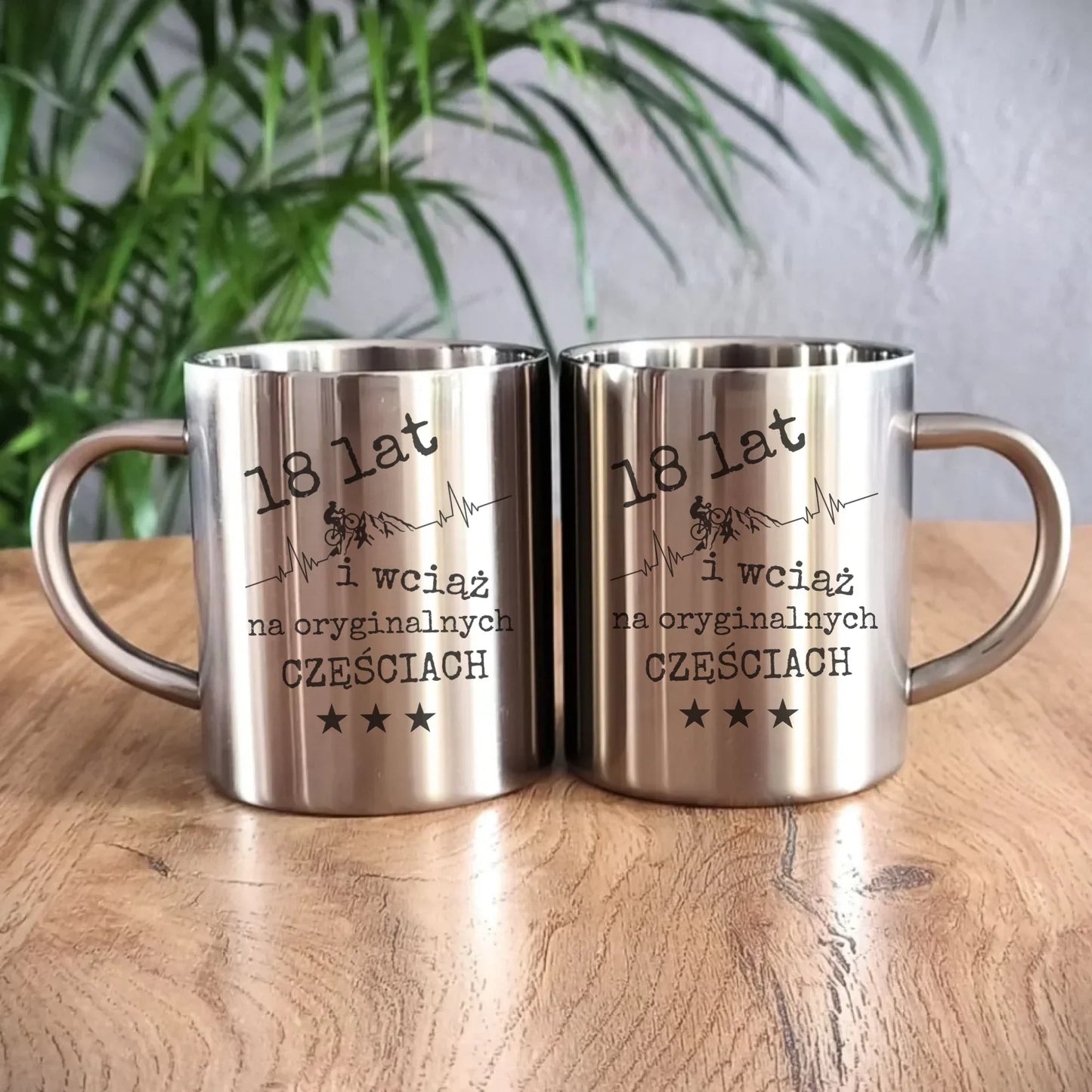 Wciąż na oryginalnych częściach | Kubek metalowy na urodziny dla rowerzysty U28 - StoryCups.pl