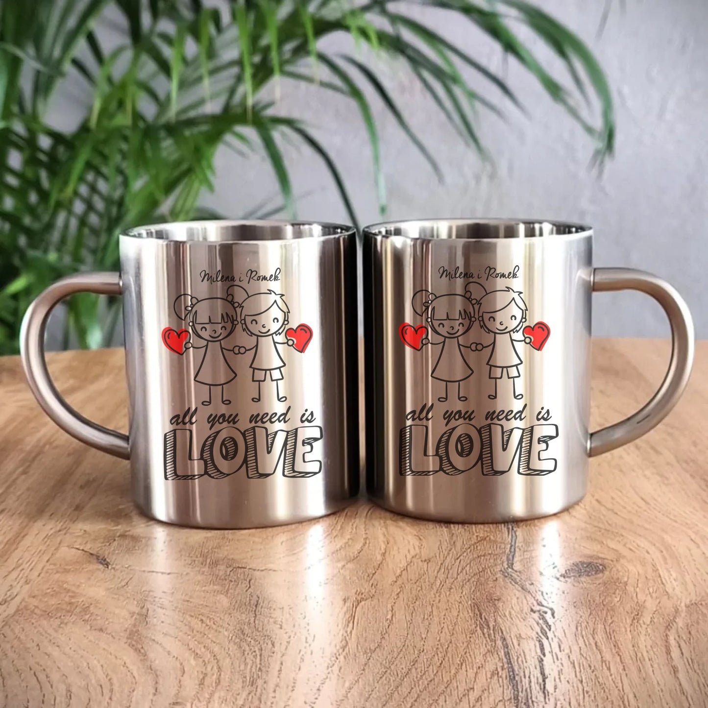 Kubek metalowy dla par - prezent dla chłopaka i dziewczyny - Love - personalizowany W13 - StoryCups.pl