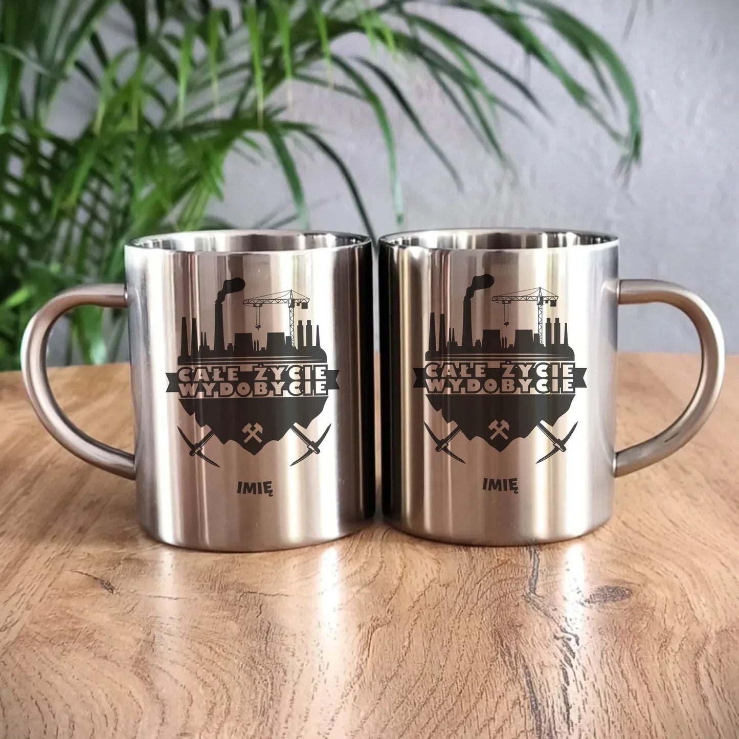 Całe życie wydobycie imię | Personalizowany kubek metalowy dla górnika G09 - StoryCups.pl
