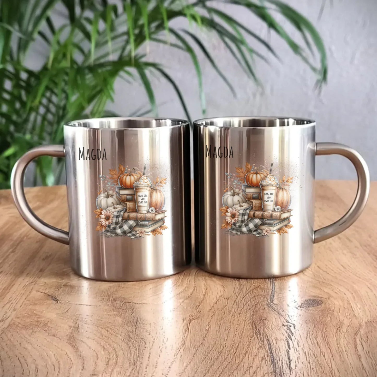 Just a girl who loves fall | Personalizowany kubek metalowy dla jesieniary JS14 - StoryCups.pl