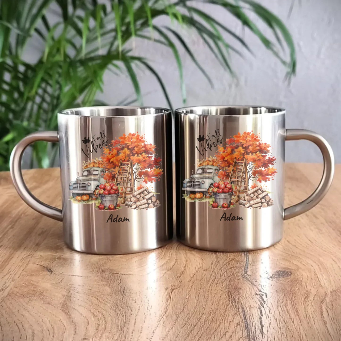 Fall Vibes imię | Kubek metalowy jesienny JS07 - StoryCups.pl